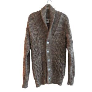 S.N.S. HERNING 100% Wool Shawl Collar Chunky Knit Fisherman Cardigan Men's Sz S